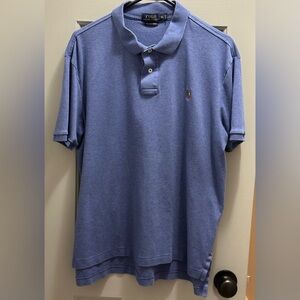 Polo Ralph Lauren Men's XL Blue Pima Soft Cotton Polo SS Multicolor Logo